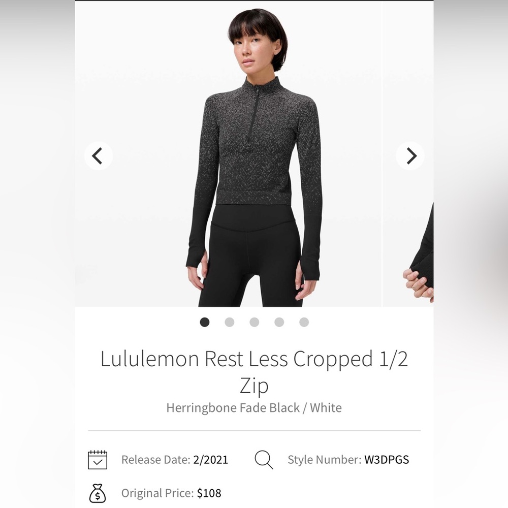 Lululemon Rest Less Cropped Half-Zip